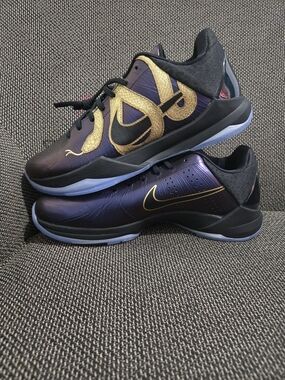 Nike Kobe 5 Eggplant Purple and Gold Basketball Shoes